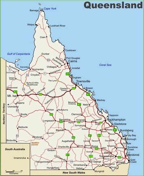 Queensland Highway Map Map Australia Map Highway Map