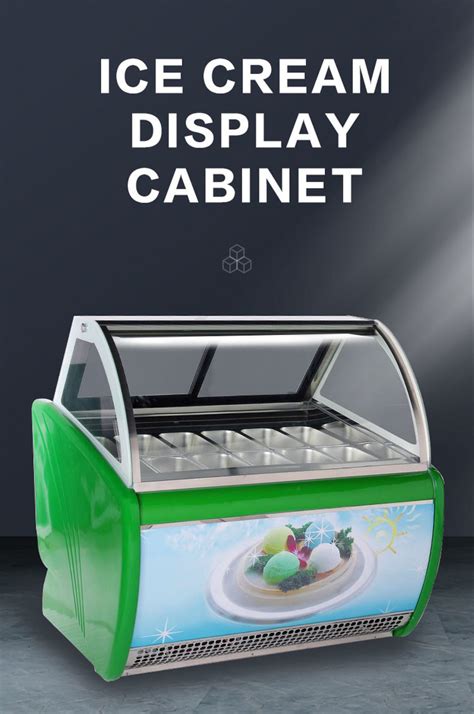 Upright Ice Cream Display Cabinet Hard Curved Countertop Ice Cream