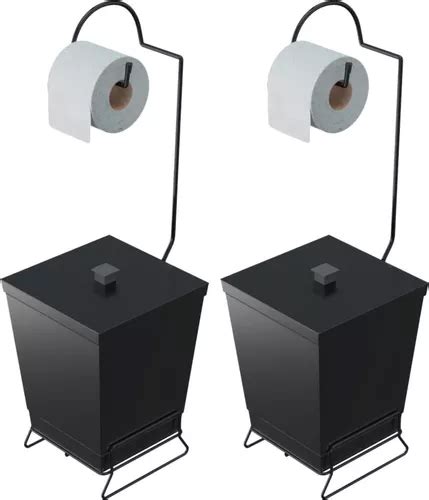 Kit De 2 Cubos De Basura De Baño Con Soporte Para Papel Higiénico