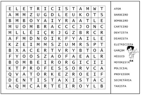 Caça Palavras das profissões Atividades para imprimir Words Word