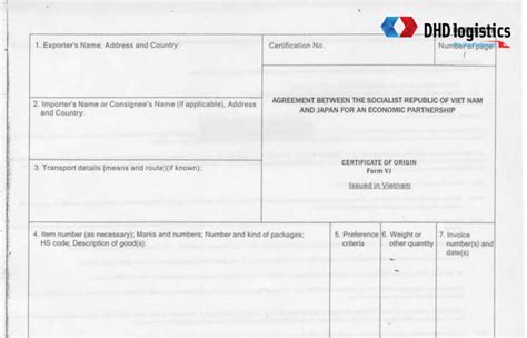 Co Form A L G H Ng D N K Khai C O M U A Chi Ti T Dhd Logistics