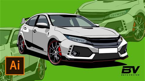 Steps To Draw Honda Civic In Adobe Illustration L Speed Art L