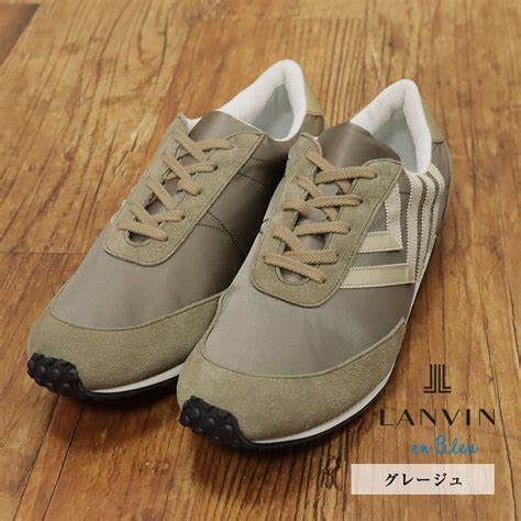 【未使用】1円 Lanvin En Bleu M 26cm 訳 スニーカー レザー切替 ロゴ アイコンマーク ローカット 日本製 靴シューズ