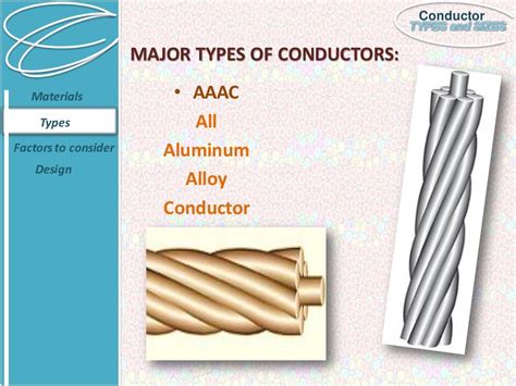 Conductor types and sizes