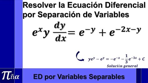 Ecuaciones Diferenciales Por Separaci N De Variables Ejemplo