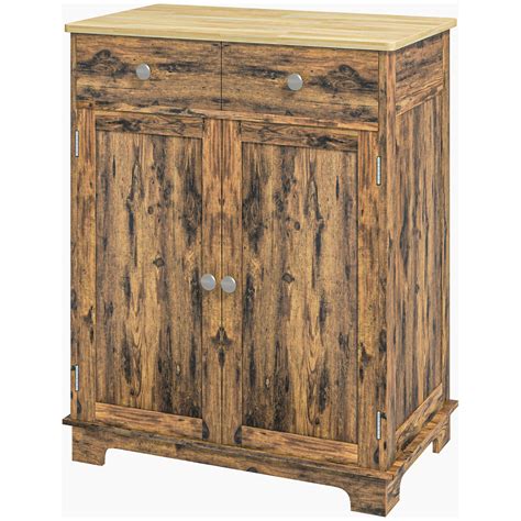 Homcom Kitchen Storage Cabinet Sideboard Floor Cupboard With Solid