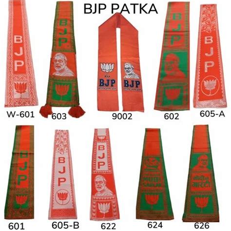 Polyester Red Bjp Fatka Patka Khess Duptta Golband For Elction