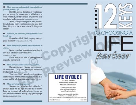 Brochure 12 Keys To Choosing A Life Partner Life Cycle Books Usa