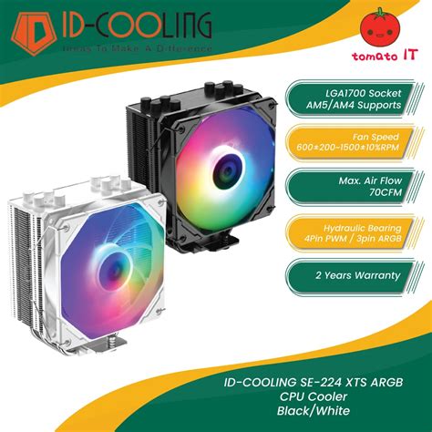 Id Cooling Se 224 Xts Argb Cpu Cooler Blackwhite Shopee Malaysia