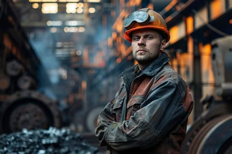 Premium Photo Portrait Confident Worker In Steel Factory