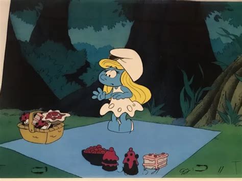 The Smurfs Original Production Animation Background Hanna Barbera 1980s B70226 £4445 Picclick Uk