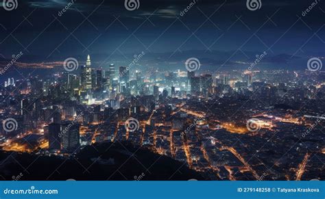 Skyline of Seoul city stock illustration. Illustration of mountain ...