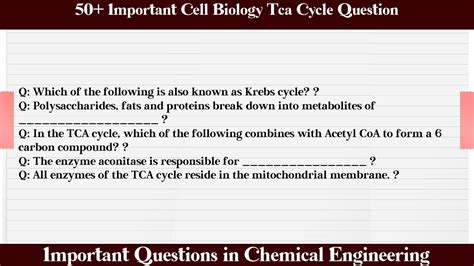 Mcq Questions Cell Biology Tca Cycle With Answers Youtube