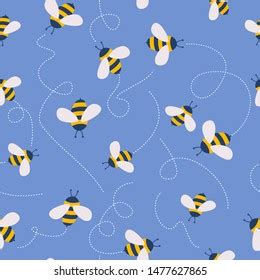 Vector Cute Cartoon Bee Seamless Pattern Stock Vector Royalty Free