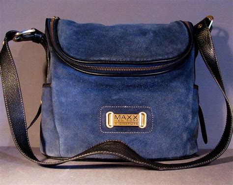 Vintage Maxx New York Purse Boho Blue Suede Handbag Leather Bag Cross