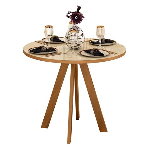 MESA DE JANTAR DALLAS MEL TAMPO DE VIDRO NUDE Madetal MadeiraMadeira