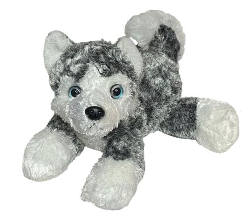 Aurora World Husky Blue Eyes Gray White Soft Plush Stuffed Puppy