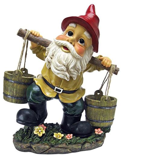 Gnome With Two Buckets Home Garden Gnome Statue Sculpture Traditional