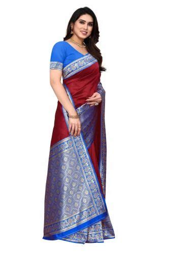 Cherry Red Jacquard Silk Saree M With Blouse Piece At Rs In