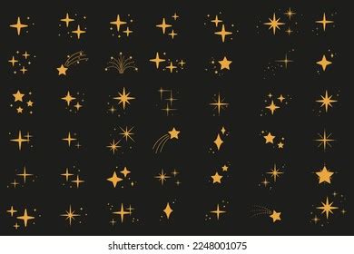 Collection Different Stars Sparkles Isolated On Stock Vector Royalty