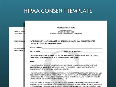 Printable Hipaa Consent Form Template Digital Download Editable Medical Consent New Patient Form