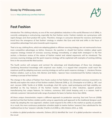 Fast Fashion Phdessay