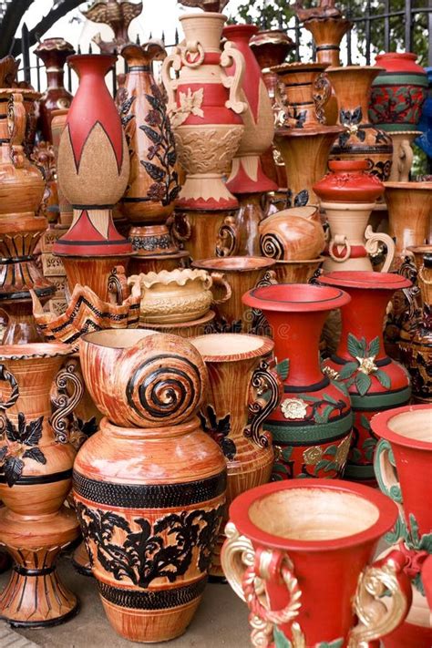 Beautiful Handmade & Hand-painted Clay Pots Stock Image - Image of color, handicraft: 17357781