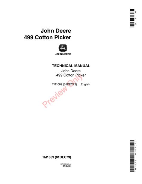 John Deere 499 Cotton Picker Technical Manual TM1069 01DEC73