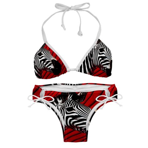 Zebra Detachable Sponge Bikini Set With Adjustable Strap Two Pack