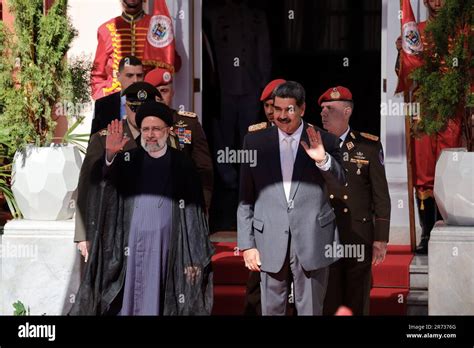 Caracas Venezuela 12th June 2023 Ebrahim Raisi L President Of Iran And Nicolas Maduro R