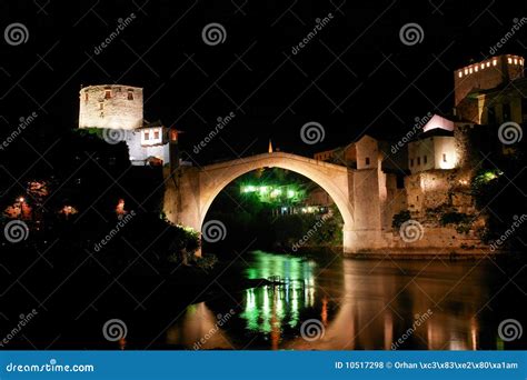 Mostar Bridge in Bosnia - Night Scene Stock Photo - Image of ...