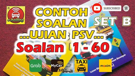 Full Contoh Soalan Ujian Psv Untuk E Hailing Teksi Set B Youtube