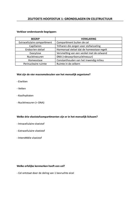 Samenvatting Zelftoets Hoofdstuk 1 2 ZELFTOETS HOOFDSTUK 1