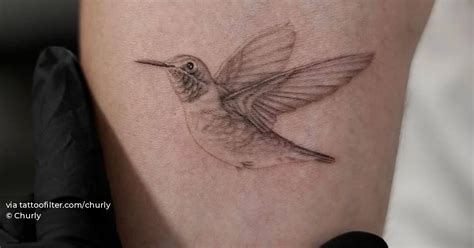 Micro Realistic Style Hummingbird Tattoo Located On The