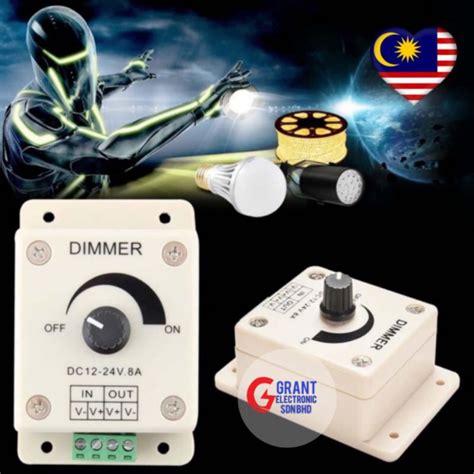 DC12 24V 8A Single Channel Knob Dimmer Controller For LED Strip Bulb