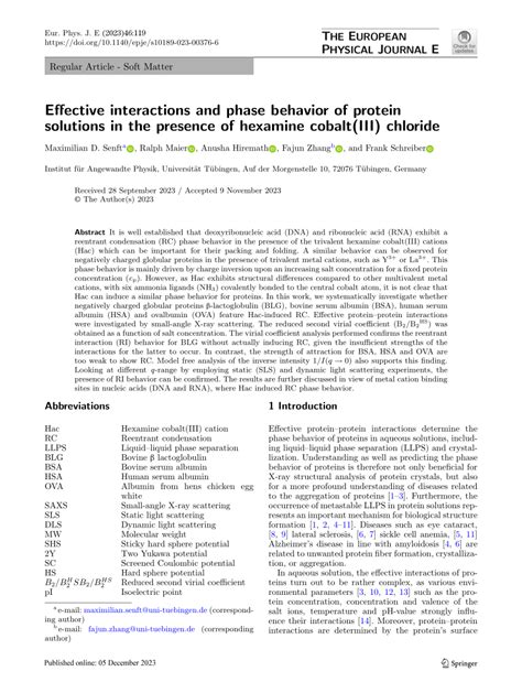 Pdf Effective Interactions And Phase Behavior Of Protein Solutions In