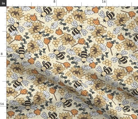 Vintage Bee Mine Floral Fabric Spoonflower