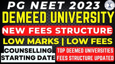 NEET PG 2023 DEEMED UNIVERSITY New Fees Structure Updated Branch