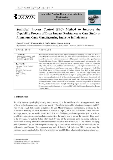 PDF Statistical Process Control SPC Method To Improve The 2021