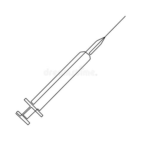 Syringe with Needle Vector. Medical Equipment Continuous One Line ...