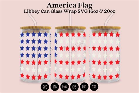 America Flag Libbey Can Glass Wrap Svg Graphic By Planstocraft