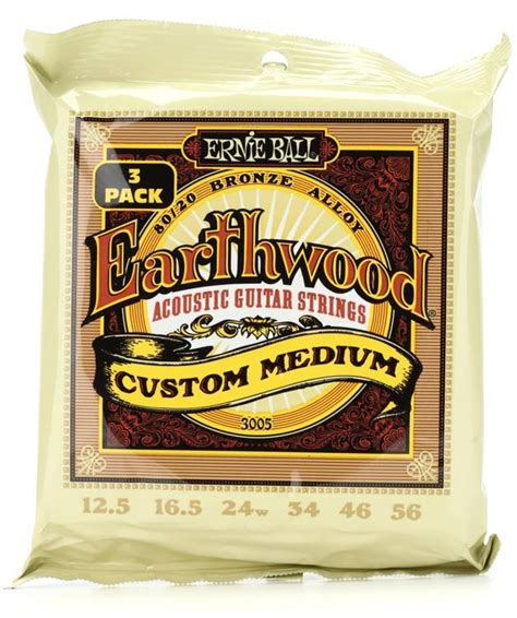 Ernie Ball 3005 Earthwood 80/20 Bronze Acoustic Guitar Strings - .0125 ...