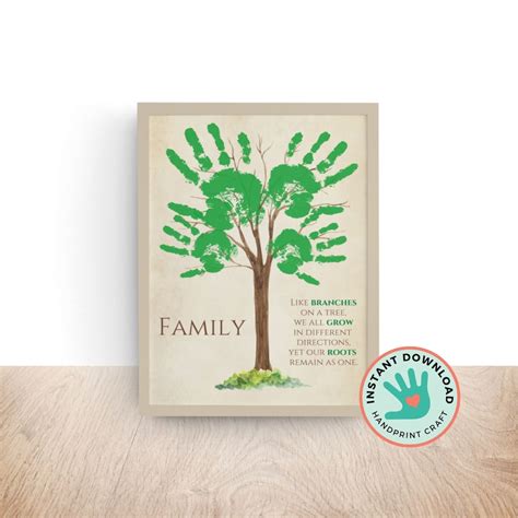 Family Tree Handprint Art Craft Personalized Gift From Daughter Son Preschool Craft for Kids ...