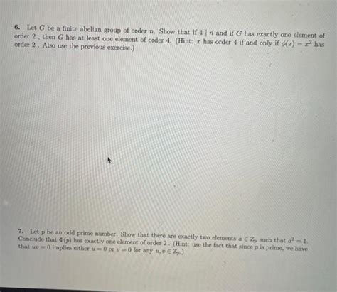 Solved Let G Be A Finite Abelian Group Of Order N Show Chegg