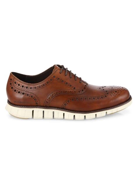 Cole Haan Mens Zerogrand Leather Wingtip Oxfords In British Tan Modesens