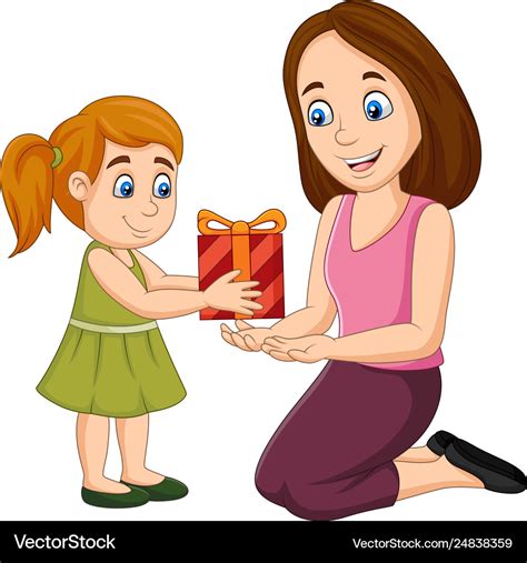 Little Girl Giving A T Box To Her Mother Vector Image