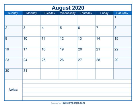 Blank Printable August Calendar Printable And Enjoyable Learning