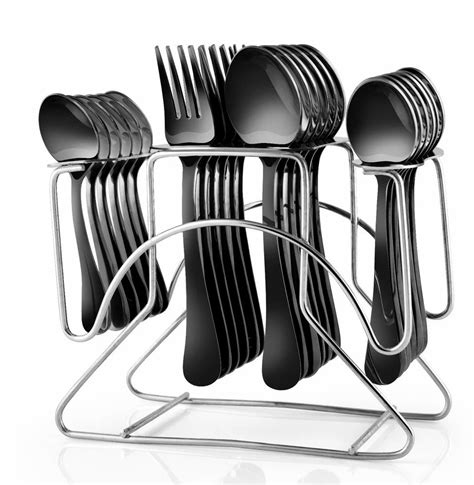 Material Stainless Steel Elegante 24 Pcs Blossom Royal Black Cutlery