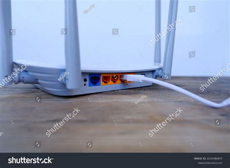 White Cable Plugged Into Port Wifi Stock Photo 2210380937 | Shutterstock