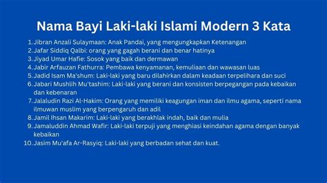 550 Nama Bayi Laki Laki Islami Modern 3 Kata